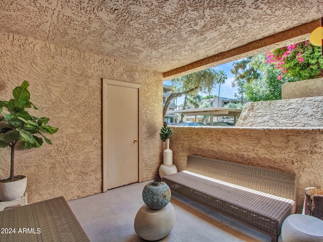 sitting room with concrete floors