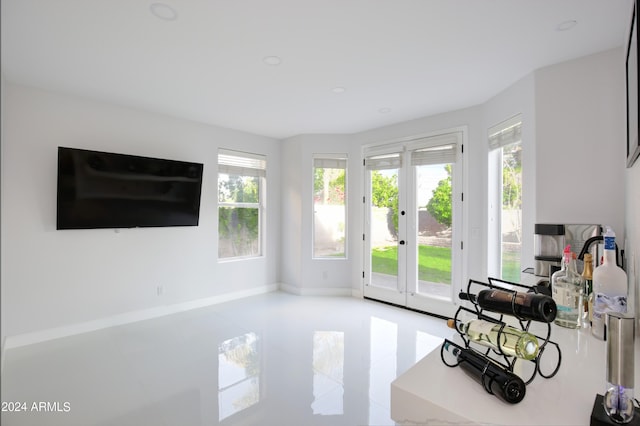 living room with french doors