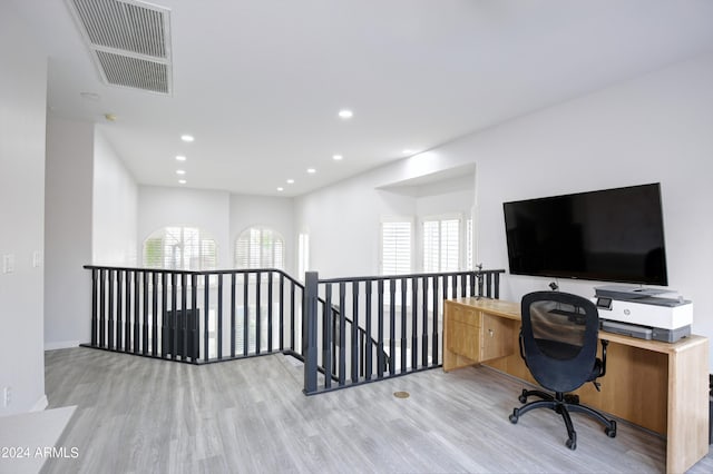 office featuring light wood-type flooring