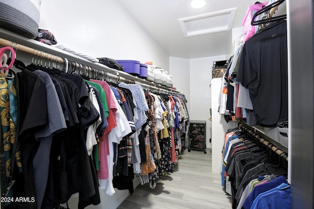 spacious closet with light wood-type flooring