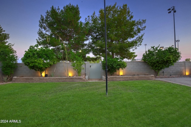 view of yard at dusk