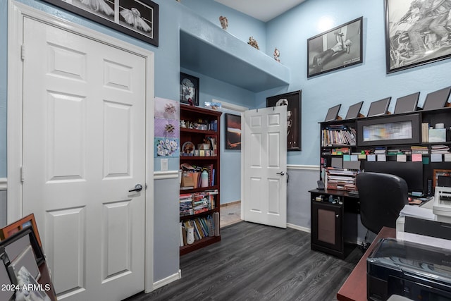 office space featuring dark hardwood / wood-style floors