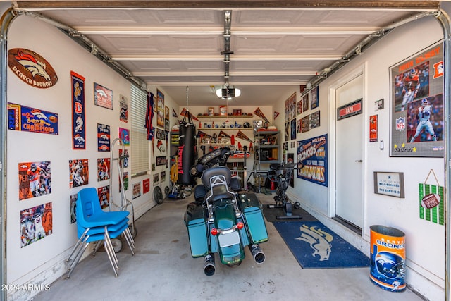 garage with a garage door opener