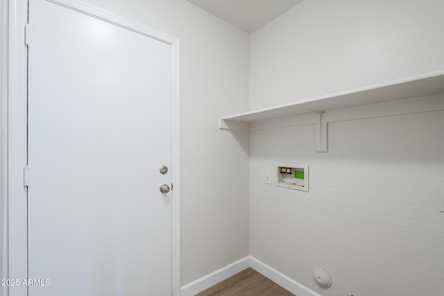 16159 W Maui Ln, Surprise, AZ 85379 - washroom with baseboards, washer hookup, wood finished floors, and hookup for a gas dryer