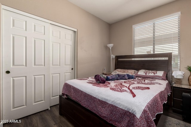 5654 W Vineyard Rd, Laveen, AZ 85339 - bedroom with dark wood-style floors and a closet