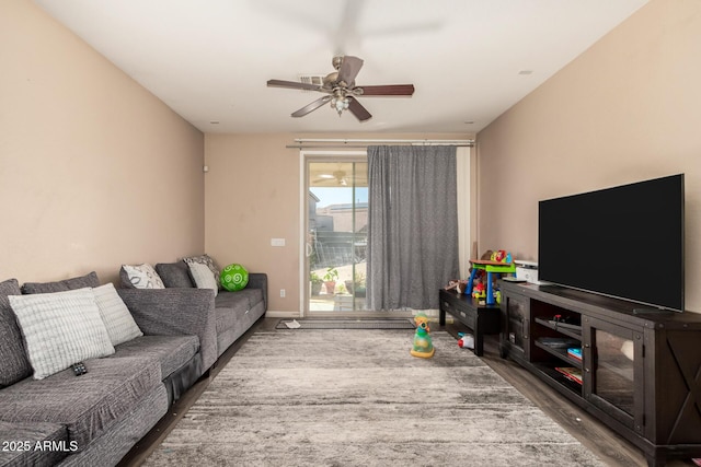 5654 W Vineyard Rd, Laveen, AZ 85339 - living area with ceiling fan and wood finished floors