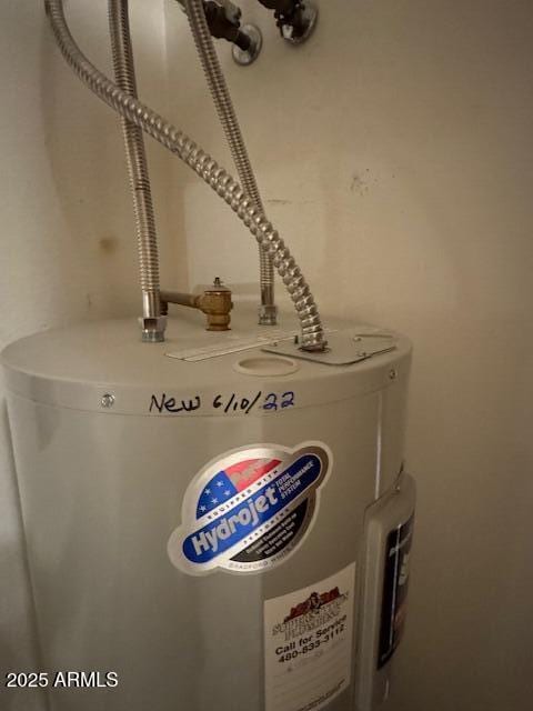 details featuring electric water heater