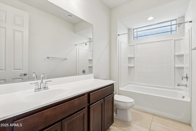 22987 E Pummelos Rd, Queen Creek, AZ 85142 - full bathroom with vanity, visible vents, toilet, and tub / shower combination
