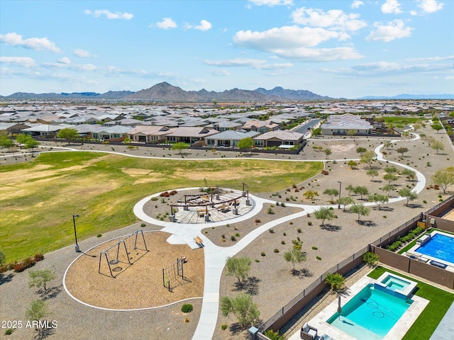 22987 E Pummelos Rd, Queen Creek, AZ 85142 - bird's eye view featuring a mountain view and a residential view