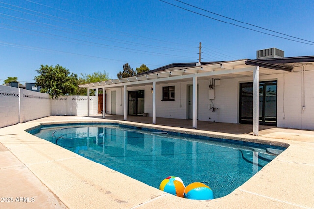 1920 N Cavalier Dr, Tempe, AZ 85288 - view of pool featuring a patio, a fenced backyard, and central AC unit