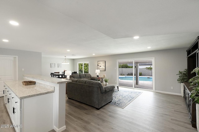 living room with light wood-type flooring