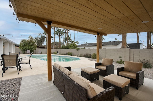 view of swimming pool featuring an outdoor hangout area and a patio area