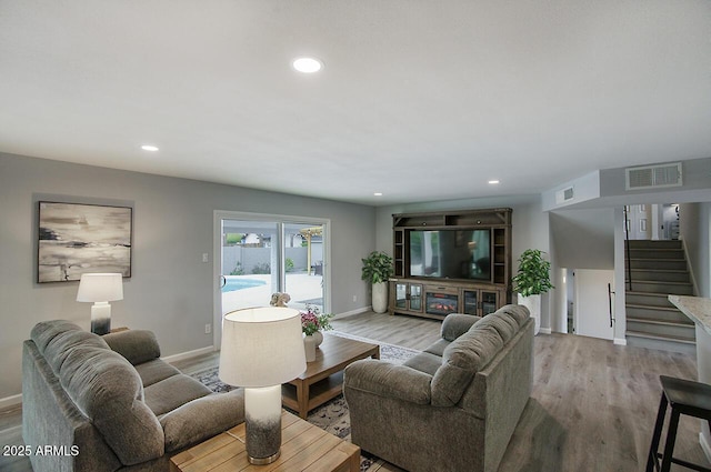 living room featuring light hardwood / wood-style floors