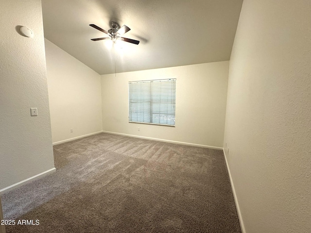 921 W University Dr Unit 1038, Mesa, AZ 85201 - carpeted empty room with ceiling fan, baseboards, lofted ceiling, and a textured wall