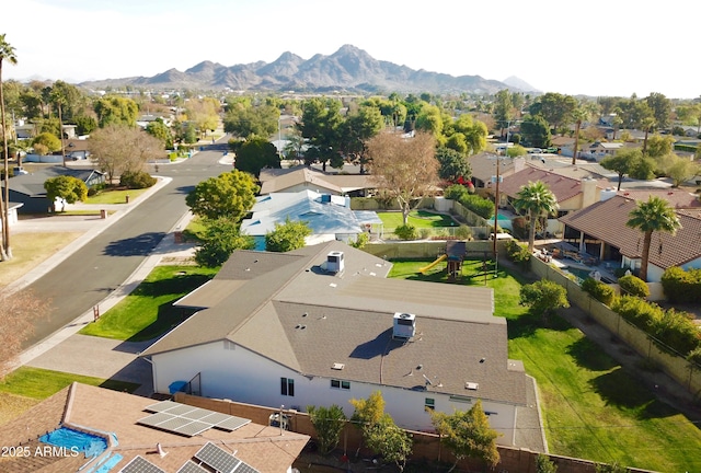 bird's eye view with a mountain view