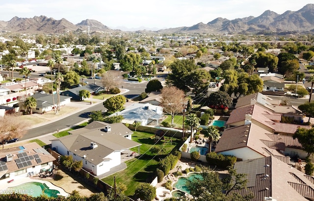 bird's eye view with a mountain view