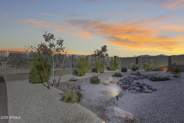 view of yard at dusk