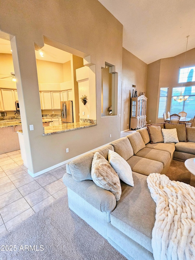 view of tiled living room