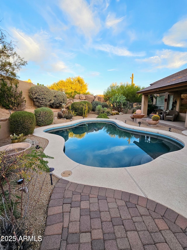 view of pool featuring a patio area