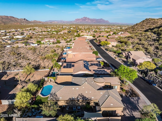 bird's eye view with a residential view and a mountain view