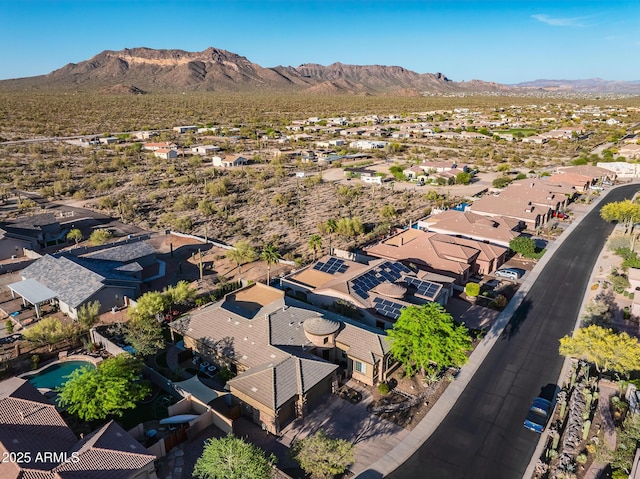 aerial view with a residential view and a mountain view
