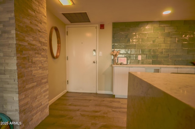 interior space with light hardwood / wood-style flooring