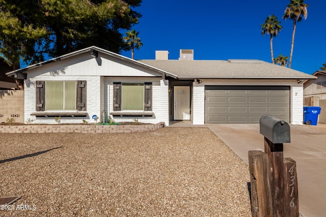 single story home with a garage