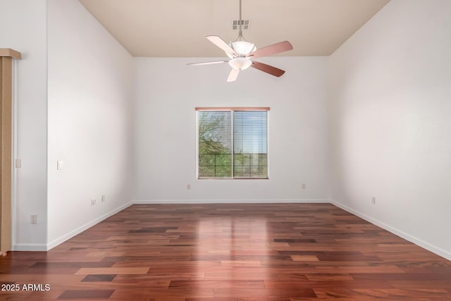 20801 N 90th Pl Unit 210, Scottsdale, AZ 85255 - empty room with baseboards, ceiling fan, wood finished floors, and lofted ceiling