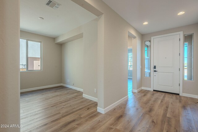 foyer featuring light wood-type flooring