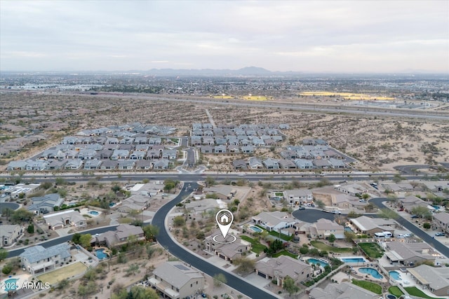 aerial view with a residential view