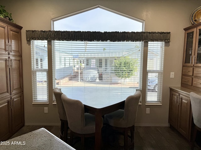 dining area featuring dark hardwood / wood-style flooring