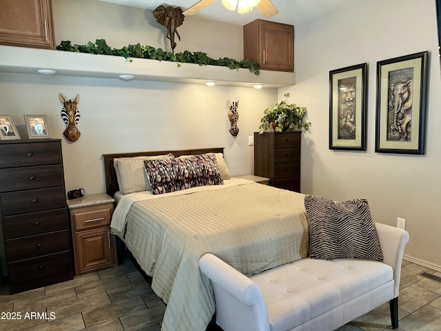 bedroom featuring ceiling fan