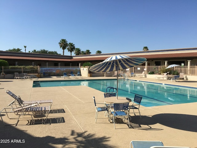 view of pool featuring a patio area