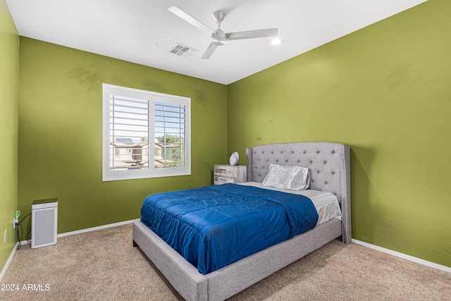 bedroom with carpet and ceiling fan