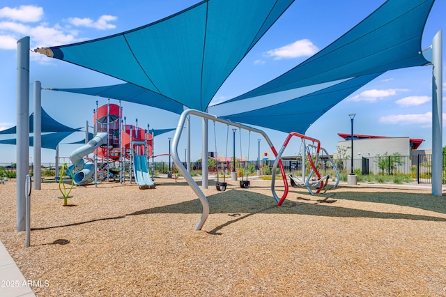 community play area featuring fence