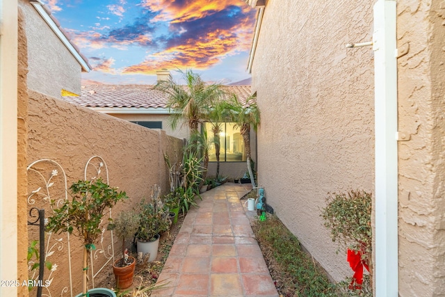 view of property exterior at dusk