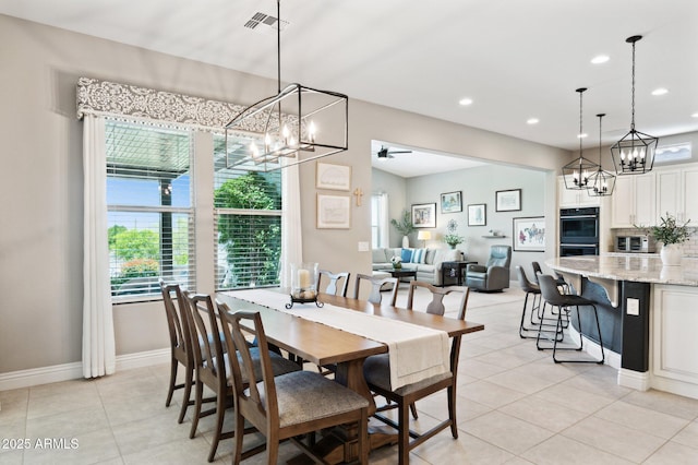 31320 N 54th Pl, Cave Creek, AZ 85331 - dining room with a chandelier, baseboards, recessed lighting, and light tile patterned floors