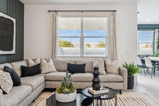 view of tiled living room