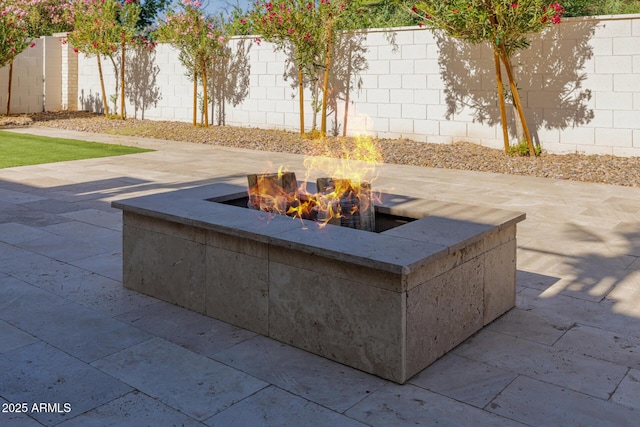 24905 S 206th Pl, Queen Creek, AZ 85142 - fenced backyard featuring a fire pit and a patio