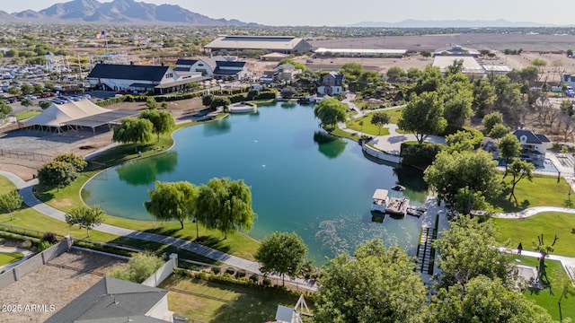 24905 S 206th Pl, Queen Creek, AZ 85142 - aerial overview of property's location with a water and mountain view and nearby suburban area