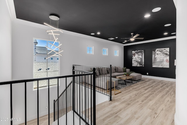 24905 S 206th Pl, Queen Creek, AZ 85142 - cinema featuring crown molding, wood finished floors, recessed lighting, baseboards, and a chandelier