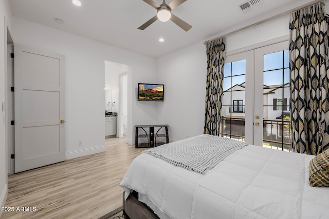 24905 S 206th Pl, Queen Creek, AZ 85142 - bedroom featuring light wood finished floors, baseboards, recessed lighting, and ensuite bath