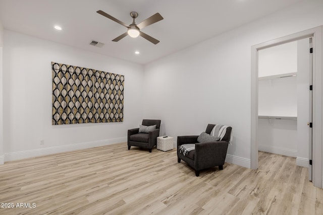 24905 S 206th Pl, Queen Creek, AZ 85142 - living area with ceiling fan, light wood-style flooring, recessed lighting, and baseboards