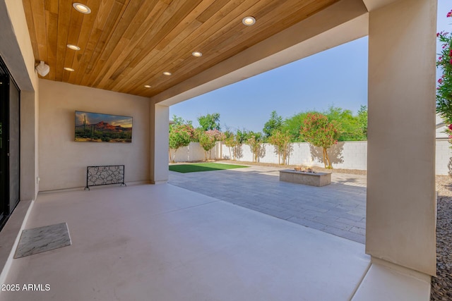 24905 S 206th Pl, Queen Creek, AZ 85142 - fenced backyard with an outdoor fire pit and a patio area