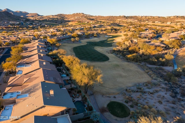 drone / aerial view featuring a mountain view