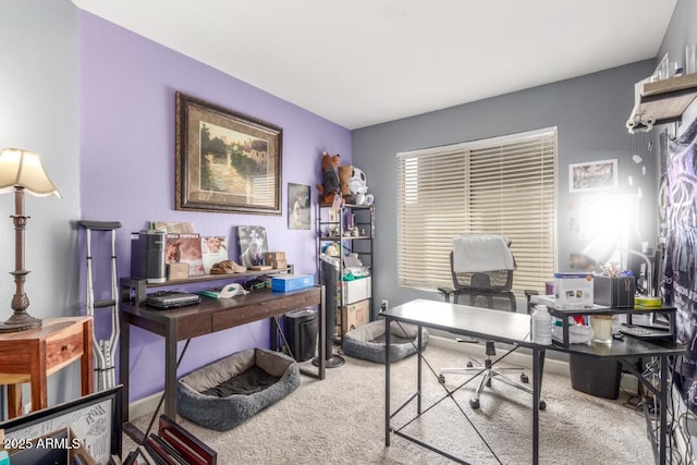 office featuring light colored carpet