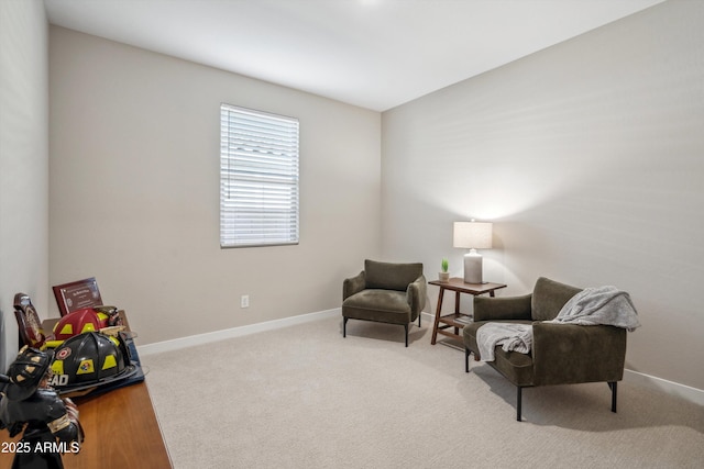 living area with carpet