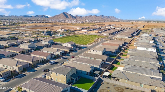 drone / aerial view with a mountain view