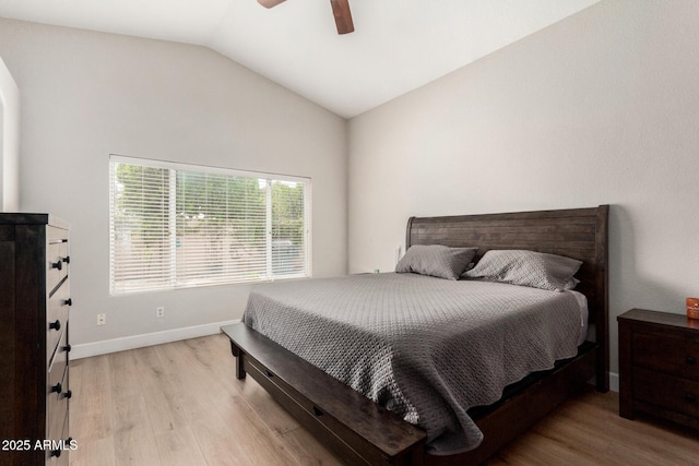 1653 E Gail Dr, Chandler, AZ 85225 - bedroom with vaulted ceiling, light wood-type flooring, baseboards, and ceiling fan