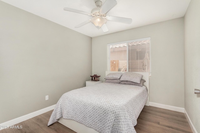 1653 E Gail Dr, Chandler, AZ 85225 - bedroom featuring wood finished floors, baseboards, and a ceiling fan
